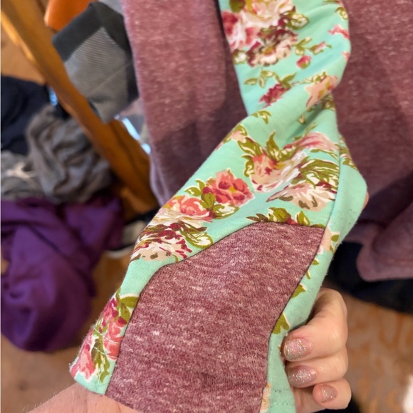 AMPERSAND AVE Maroon and Floral Hoodie - Picture 3 of 5